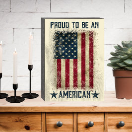 Stolz, eine rustikale amerikanische Flagge zu sein Holzkisten Schild