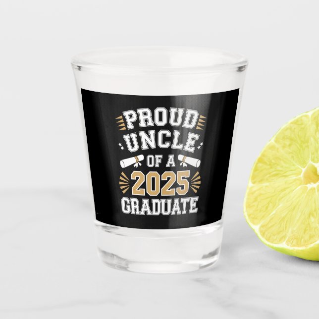 Stolz eines Abschlusses der Klasse 2025 Schnapsglas (Vorderseite)