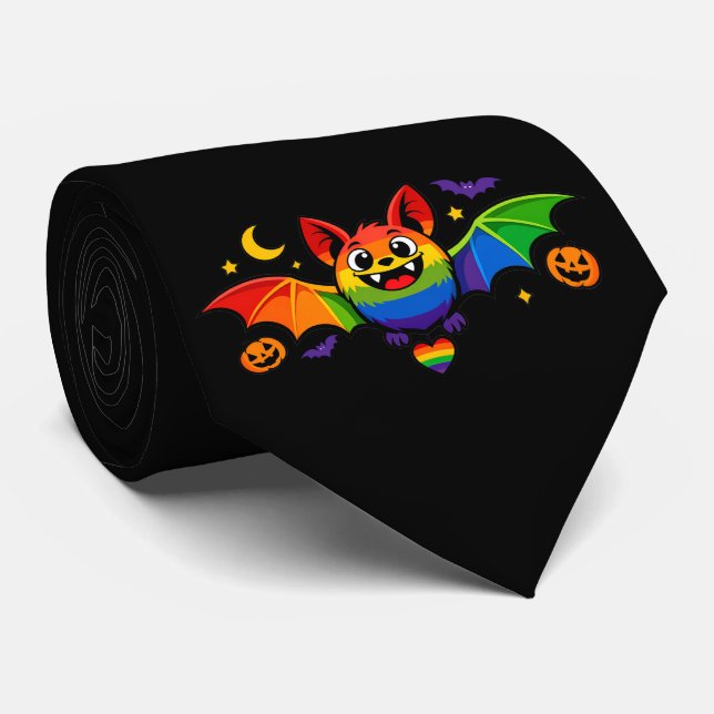 🦇🌈  Stolz Fangtastische Fledermaus Krawatte (Gerollt)