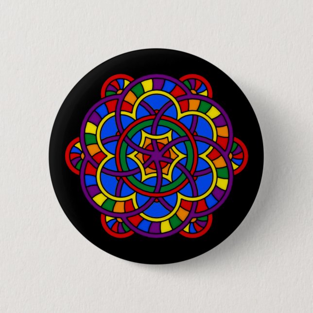 Stolz-Flaggen-Farben der Regenbogen-Mandala-LGBT Button (Vorderseite)