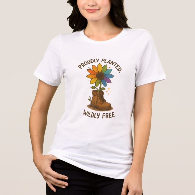 Stolz gepflanzt. Frei. Tri-Blend Shirt (Vorderseite)