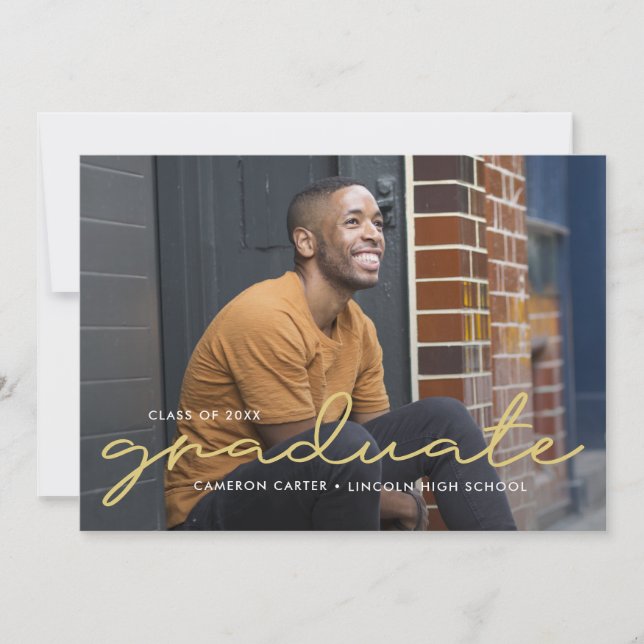 Stolz geschrieben Editable Color Abschluss Invitat Einladung (Vorderseite)