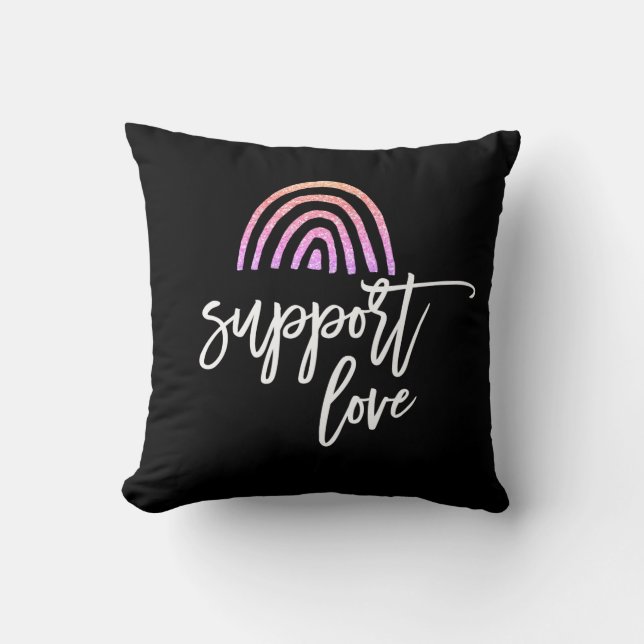 Stolz Glitzer Rainbow Black Kissen (Vorderseite)