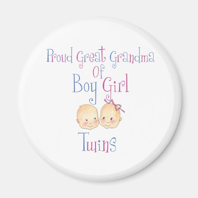 Stolz große Oma Boy Girl Twins Magnet (Vorne)