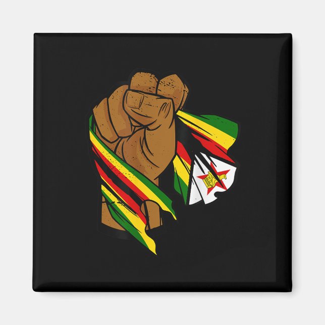 Stolz-Handfist-Flagge Simbabwes Magnet (Vorne)