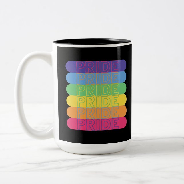 Stolz in Regenbogenfarben Zweifarbige Tasse (Links)