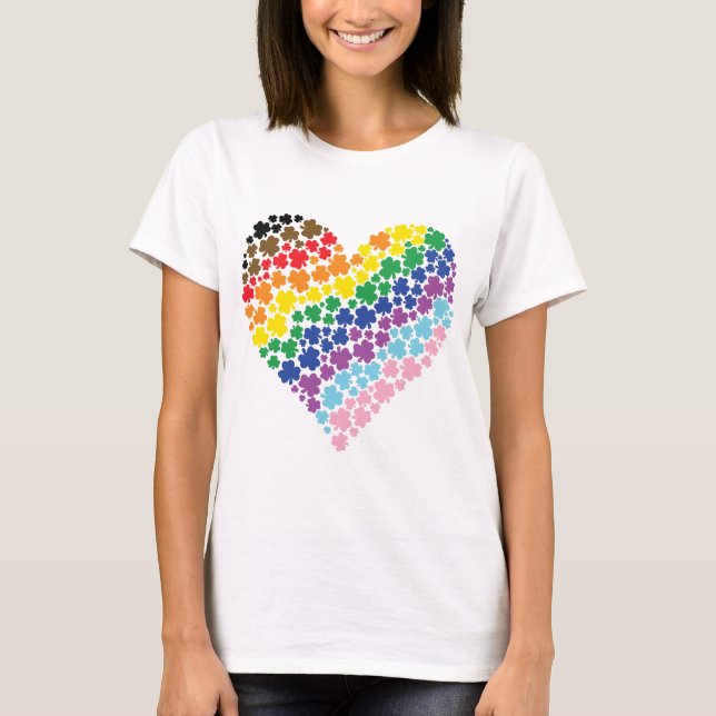 Stolz Irish Rainbow Kleeblatt Herz T-Shirt (Vorderseite)