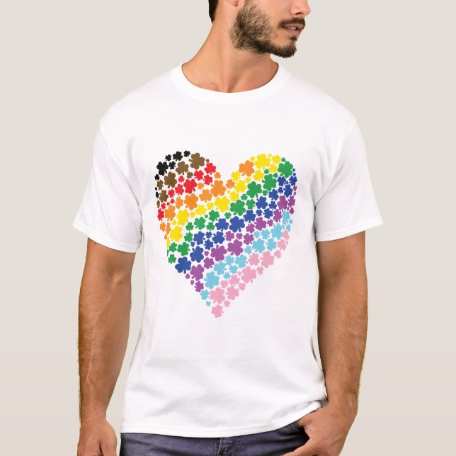 Stolz Irish Rainbow Kleeblatt Herz T-Shirt (Vorderseite)