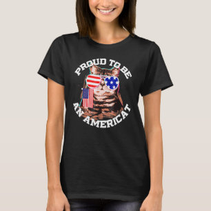 Stolz ist ein Amerika 4. Juli Flag Kitty Meow USA T-Shirt