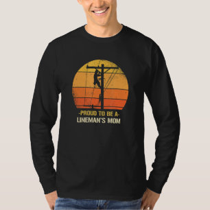 Stolz ist ein Lineman Mama Arbeiten Retro Sunset T-Shirt