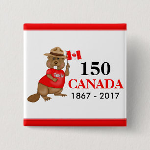 Stolz kanadischer Biber 150 Jahrestag Button
