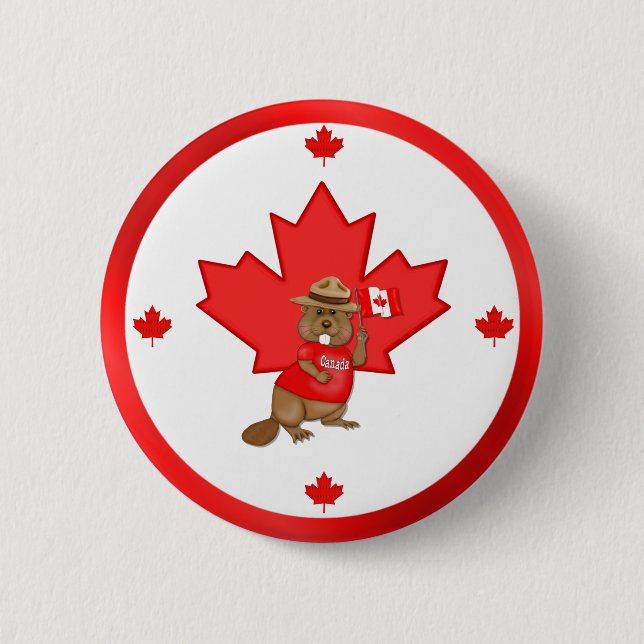 Stolz kanadischer Biber Button (Vorderseite)