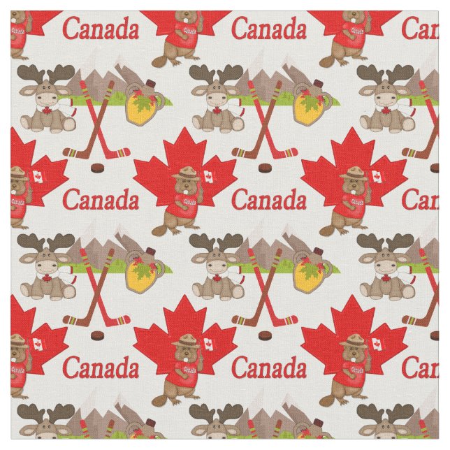 Stolz kanadischer Biber Moose Fabric Small Print Stoff (Nahaufnahme)