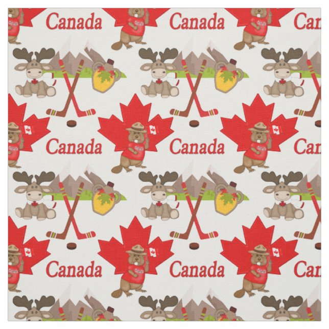 Stolz kanadischer Biber und Moose Fabric Stoff (Muster)