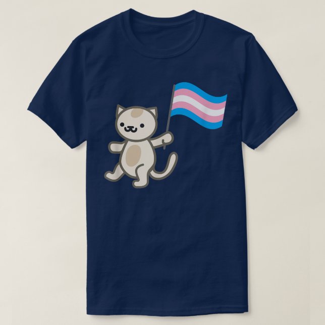 Stolz-Katze mit Transgender-Flag  T-Shirt (Design vorne)