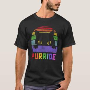 Stolz Katze Purride Gay LGBTQ Regenbogenflagge Ret T-Shirt