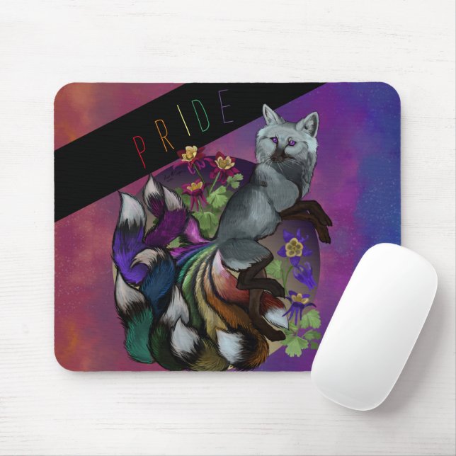 Stolz Kitsune und Columbine-Blume Mousepad (Mit Mouse)