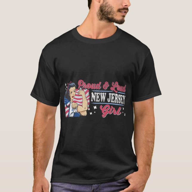 Stolz & Laut New Jersey Mädchen Stolz Amerikanisch T-Shirt (Vorderseite)