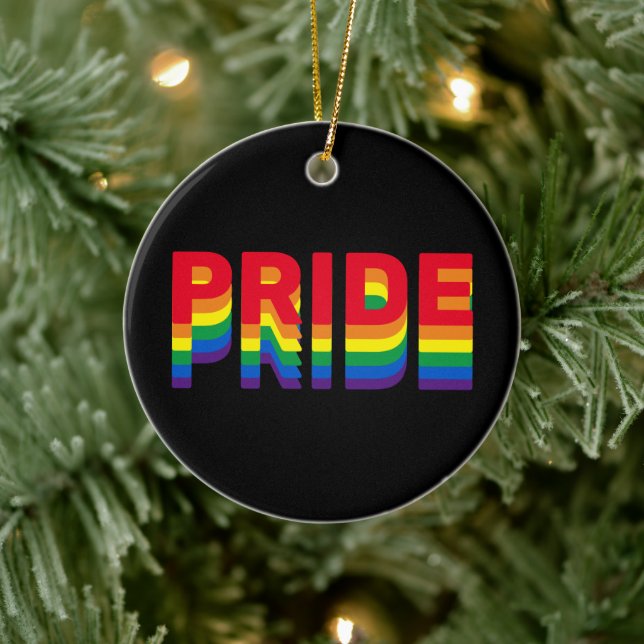 Stolz lgbt lgbtq que Gay Regenbogen schwarz Keramik Ornament (Baum)