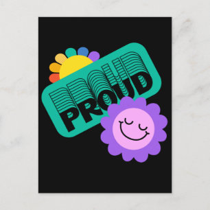 Stolz. LGBT+Stolz. Regenbogenliebhaber mit Sonnenb Postkarte