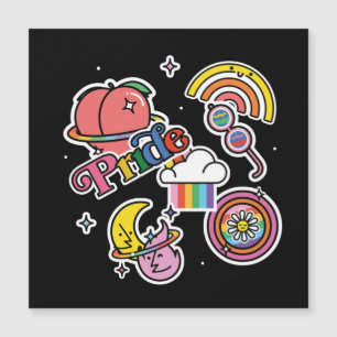 Stolz+LGBTQ. Liebe Stolz. Regenbogenherz mit Blume Magnetkarte
