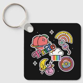 Stolz+LGBTQ. Liebe Stolz. Regenbogenherz mit Blume Schlüsselanhänger