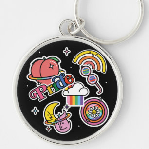 Stolz+LGBTQ. Liebe Stolz. Regenbogenherz mit Blume Schlüsselanhänger