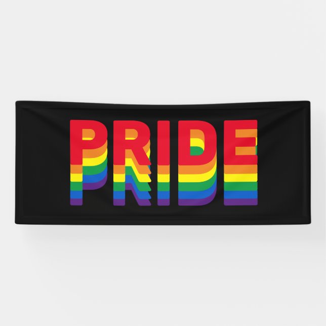 Stolz lgbtq que Gay Regenbogen Retro schwarz Banner (Horizontal)