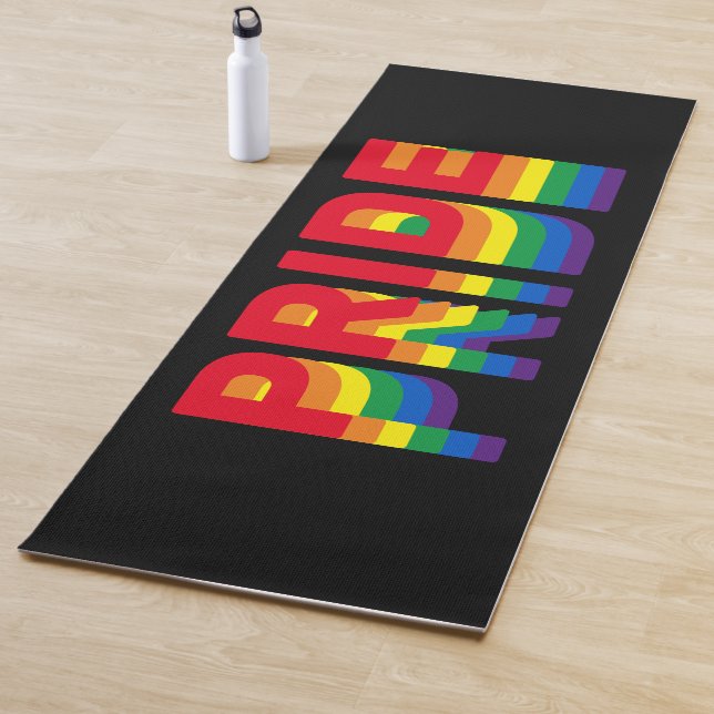 Stolz lgbtq que Gay Regenbogen Retro schwarz Yogamatte (Beispiel)