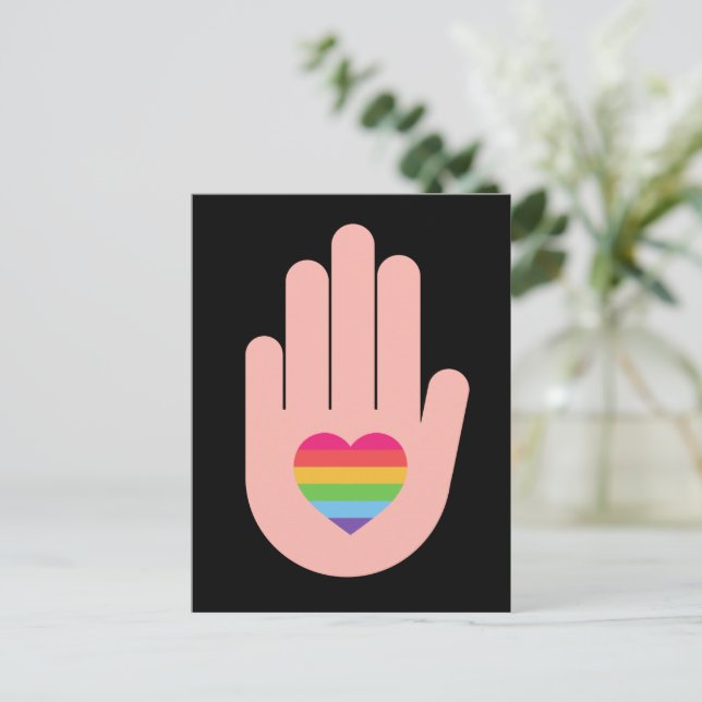 Stolz lgbtq quee Liebe. Regenbogenfarbe Postkarte (Stehend Vorderseite)