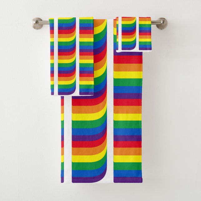 Stolz lgbtq quees Gay-Regenbogen-Retromuster Badhandtuch Set (Insitu)