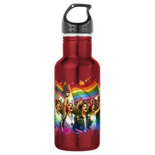 Stolz LGBTQIA + Menschen und Flaggen Edelstahlflasche