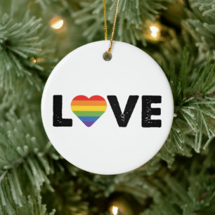 Stolz Liebe ist Liebe Gay Gleichheit Regenbogen LG Keramik Ornament