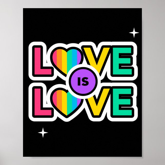 Stolz. Liebe ist Liebe. Gay Rainbow Farben Poster (Vorne)