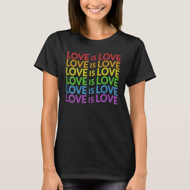 Stolz März Rainbow Gleichheit Liebe ist Liebe Gay T-Shirt (Vorderseite)