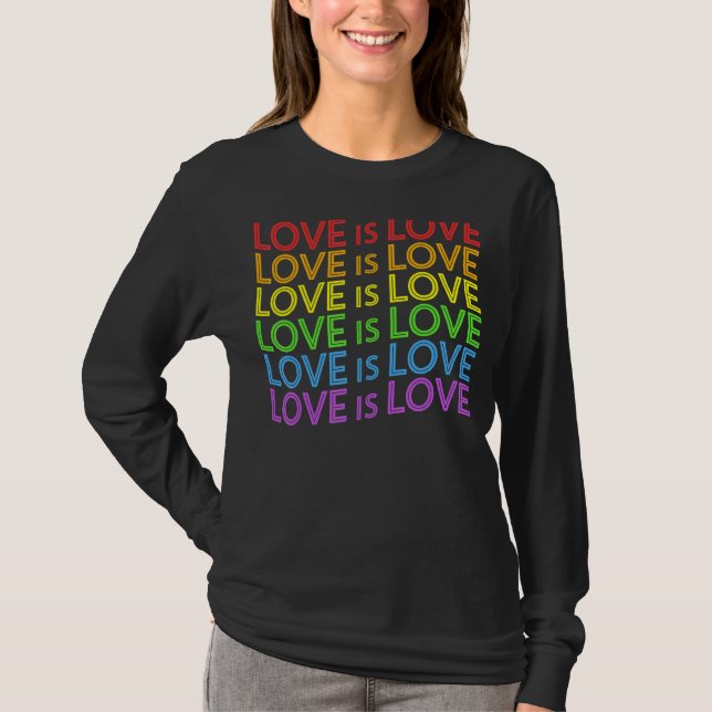 Stolz März Rainbow Gleichheit Liebe ist Liebe Gay T-Shirt (Vorderseite)