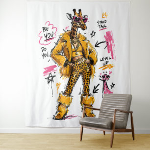 Stolz Mode-Giraffe Streetwear-Kunst Wandteppich