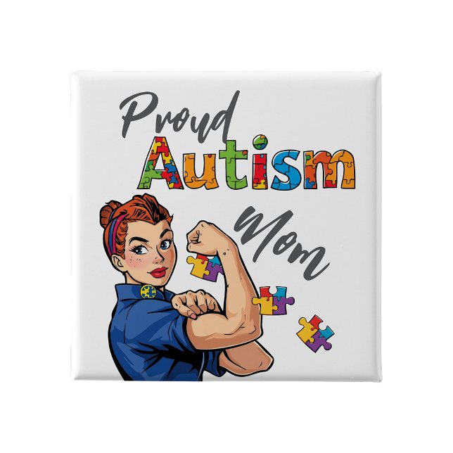 Stolz Mutter Autismust Knopf Pins Abzeichen Button (Proud autism mom button Pin Badge)