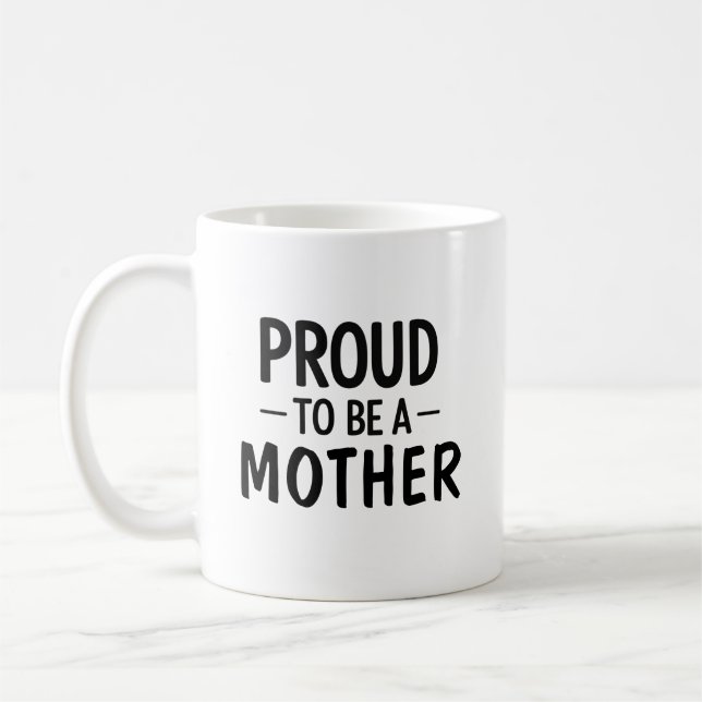 Stolz, Mutter zu sein – Minimalistische Typografie Kaffeetasse (Links)