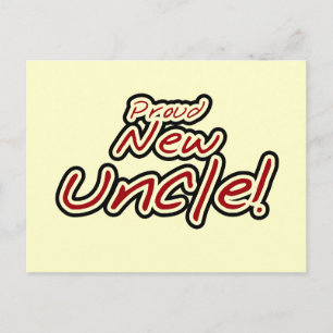 Stolz neuer Onkel - Roter und Schwarzer Text Postkarte