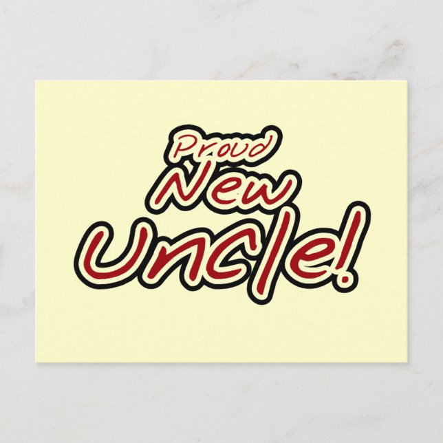 Stolz neuer Onkel - Roter und Schwarzer Text Postkarte (Vorderseite)