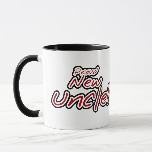 Stolz neuer Onkel - Roter und Schwarzer Text Tasse (Links)