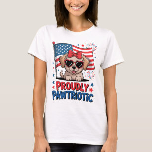 Stolz patriotischer Hund 4. Juli Patriotischer Wel T-Shirt