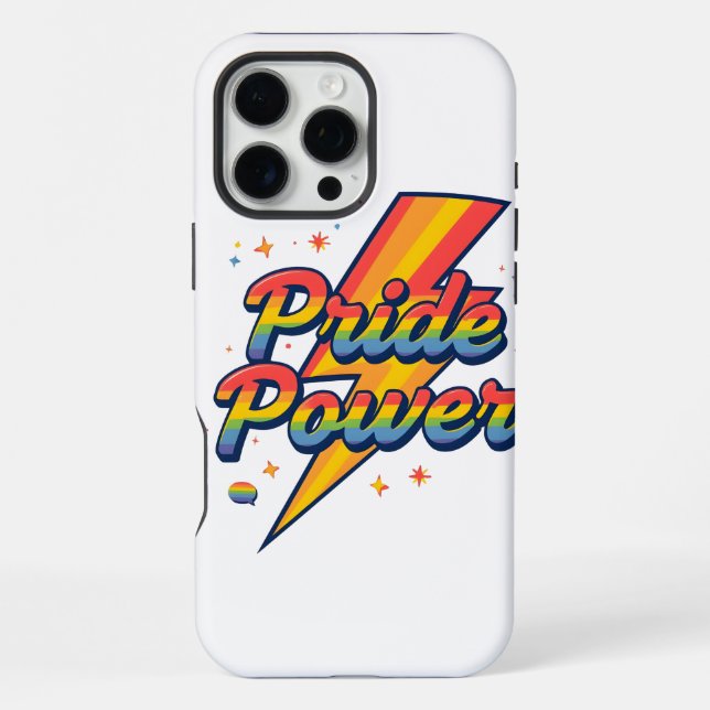 Stolz Power Blitz – LGBTQ+ Regenbogen Zitat  iPhone Hülle (Rückseite)