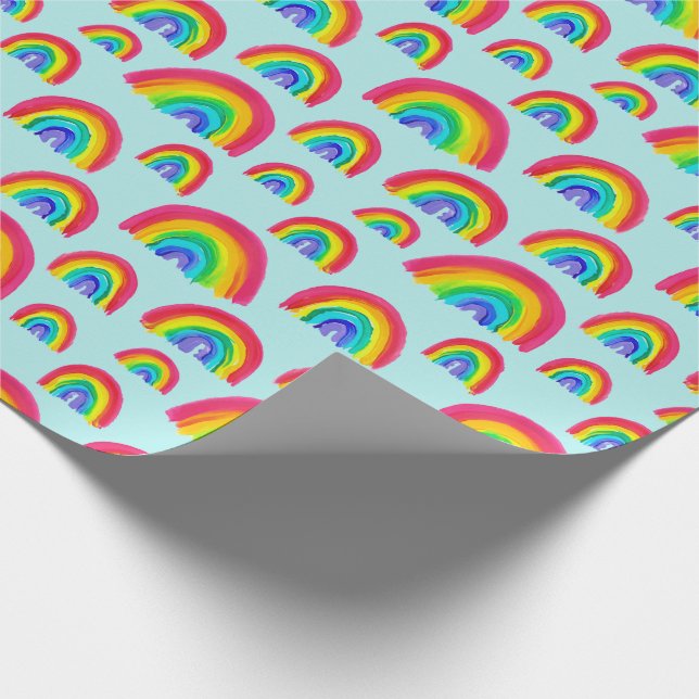 Stolz Rainbows handbemalt Light Blue Geschenkpapier (Ecke)