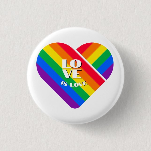 Stolz Regenbogen Herz   Button (Vorderseite)