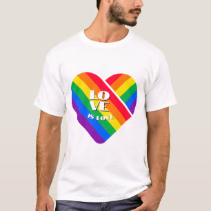 Stolz Regenbogen Herz Knopf T-Shirt