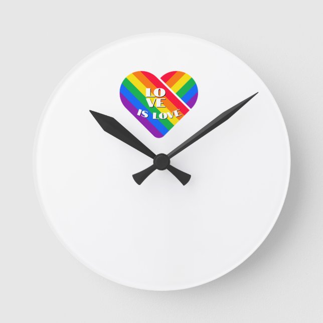Stolz Regenbogen Herz   Runde Wanduhr (Vorderseite)