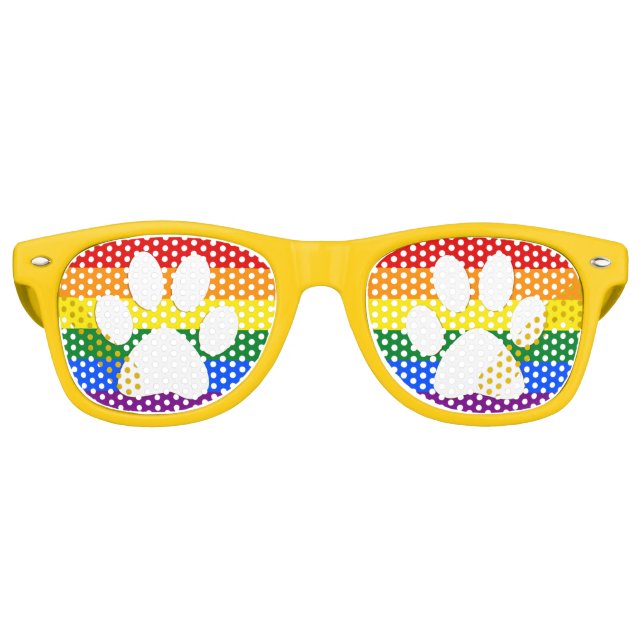 Stolz Regenbogen Hundepfoten Partybrille (Vorderseite)