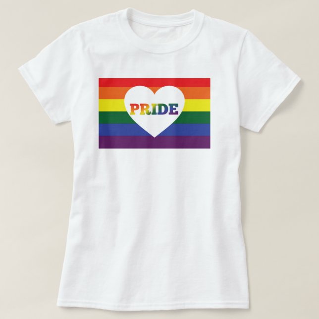 Stolz-Regenbogen mit Herzen T-Shirt (Design vorne)